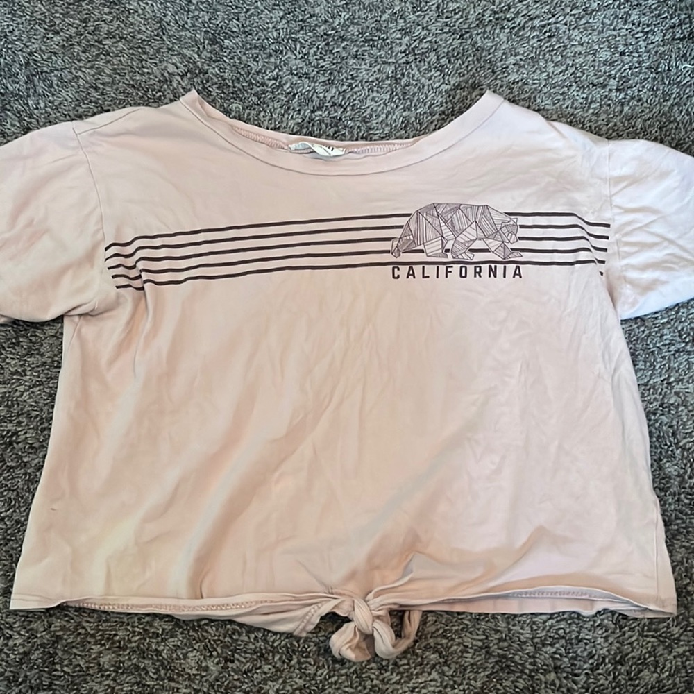 Pink California Cropped Tee with Tie